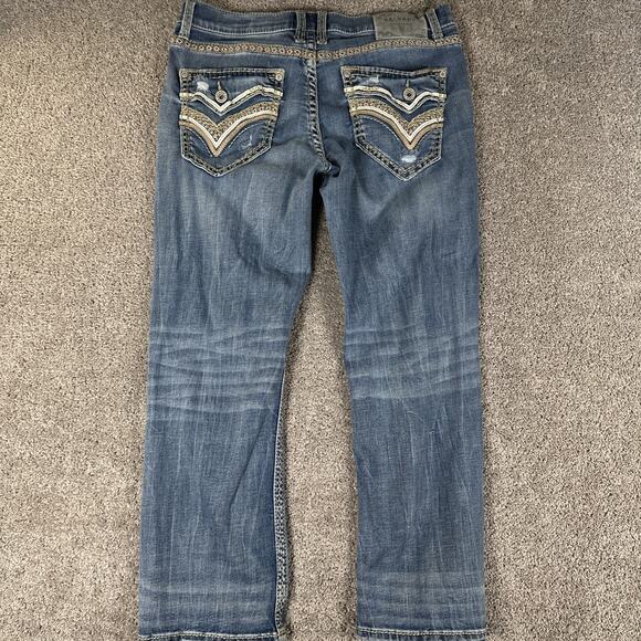 Salvage Jeans Mens 36x30 Mayhem Bootcut Distressed Rope Stitch Whiskered Denim - Picture 2 of 11